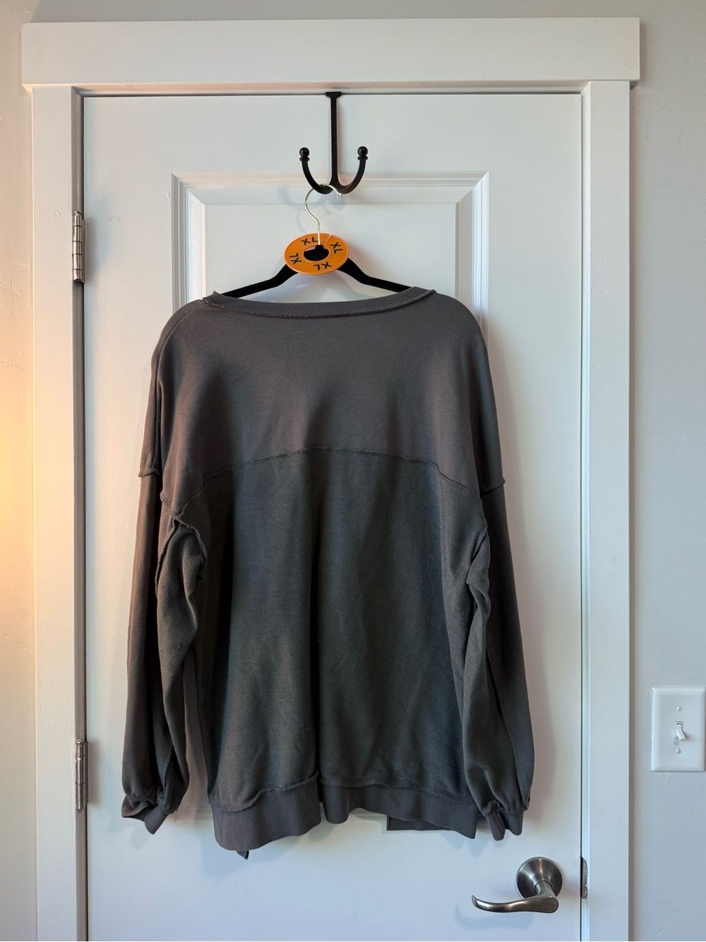 Amazon Washed Gray Snap-Button Henley Sweatshirt - Women - Picture 2 of 2